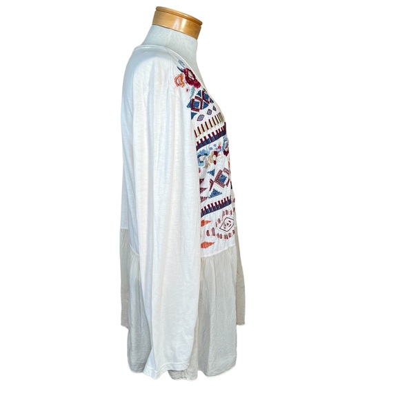 Johnny Was Embroidered Ivory Long Sleeve Peplum Tunic Size 1X EUC - Picture 7 of 12